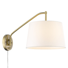 Golden 3694-A1W BCB-MWS - Wry Lighting Ryleigh 1-light Swing Arm in Brushed Champagne Brass and Modern White shade